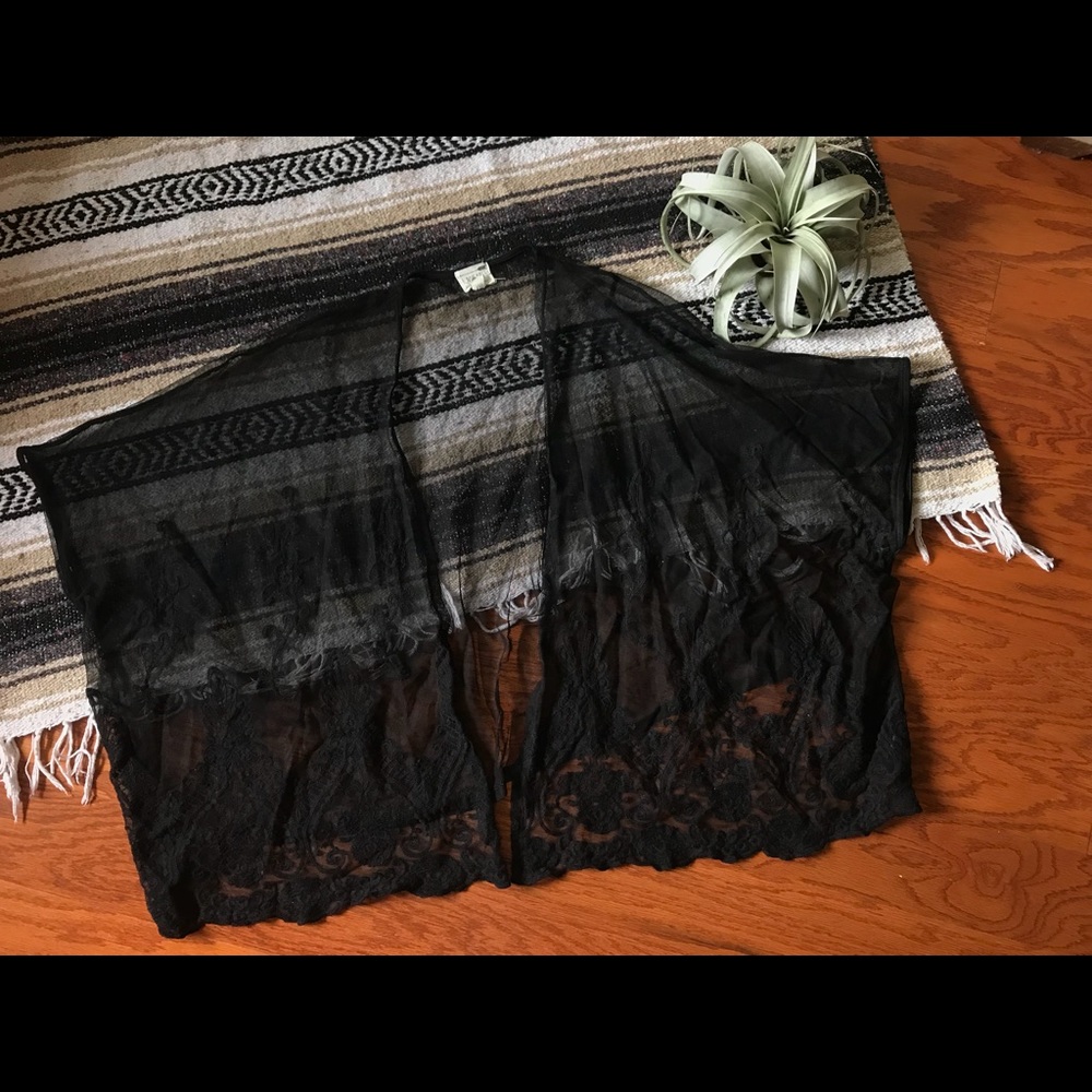 LA Hearts Black Kimono / Coverup